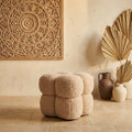 Pouf Teddy — Beige Tissu Carré