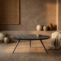 Table Basse Fieron — Noir Bois Organique Rond
