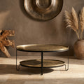 Table Basse Kae — Or Ovale Aluminium Noir Fer Niveaux
