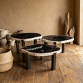 Table Rudi — Gris Bois Pétrifié Nickel SV