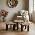 Table Rudi — Naturel Bois Pétrifié Nickel SV