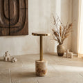 Table d'Appoint Mody — Naturel Bois Pétrifié sur Base Rond
