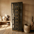 Armoire Riho — Noir Métal Haut Fumé Verre Portes