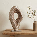 Statue Coolan — Antique Champagne Moulé Aluminium Ovale L
