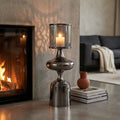 Bougeoir Uvira — Verre Gunmetal Aluminium Gris Luster