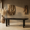 Table Liber — Noir Bois de Manguier 200cm Or Pied