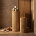 Piédestal Jerra — Naturel Nervuré Bois de Manguier Set de 2