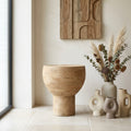 Table d'Appoint Erno — Naturel Bois de Manguier sur Base Rond