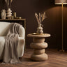 Keven Natural mango wood ribbed sidetable round