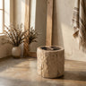 Taly Natural petrified wood round stool fiberglass