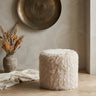 Hair Beige fabric round pouf