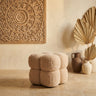 Teddy Beige fabric square pouf