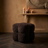 Teddy Dark Brown fabric square pouff