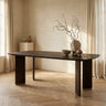 Liber Brown mango wood dining table 240cm gold leg