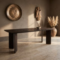 Table Liber — Marron Bois de Manguier 280cm Or Pied