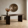 Ostara Brown mango wood diningtable 240cm gold leg