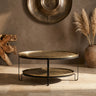 Kae gold oval alu black Iron coffee table 2 layers