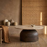 Liora Brown mango wood coffee table w marble top
