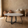 Muka coffeetable low dark grey base white marble