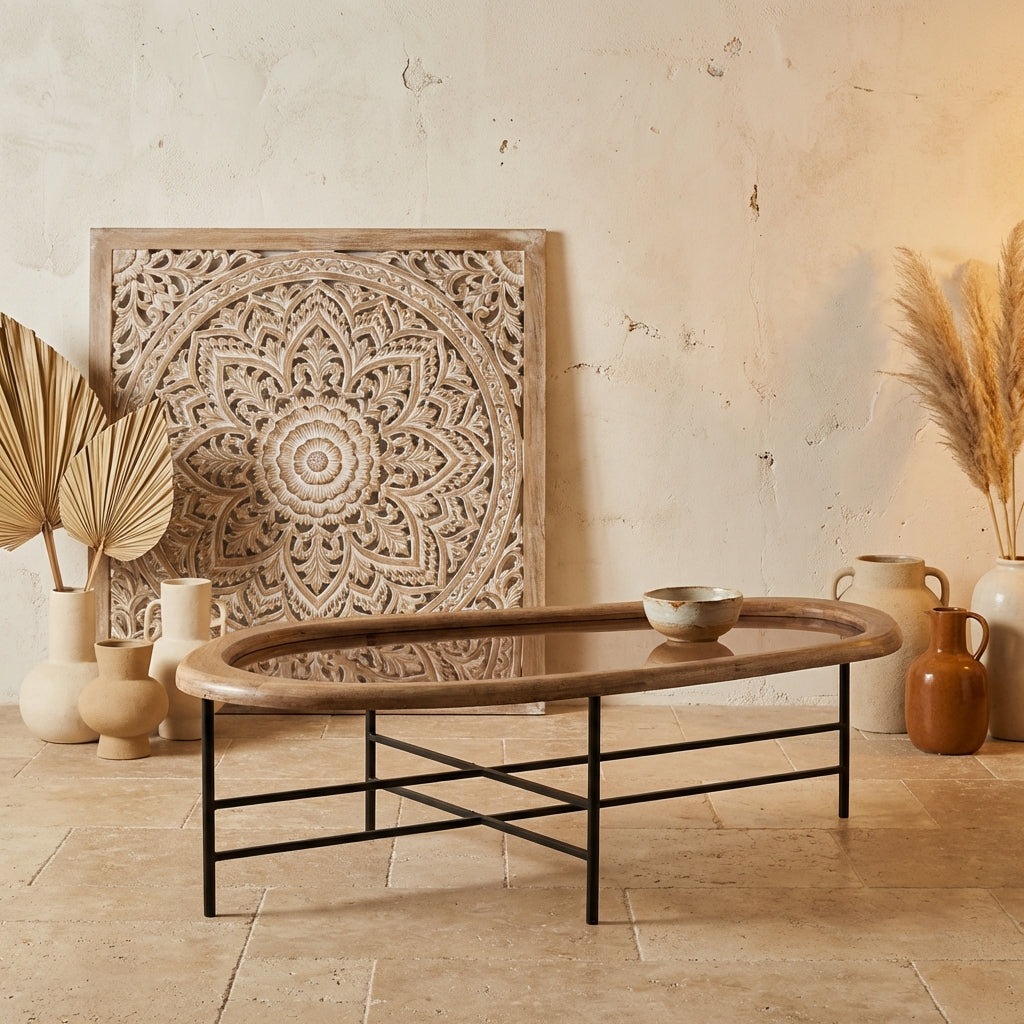 Neelix Natural rubberwood organic coffeetable L