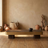 Warren Coffee table 180x45x31 brown wood gold mtl
