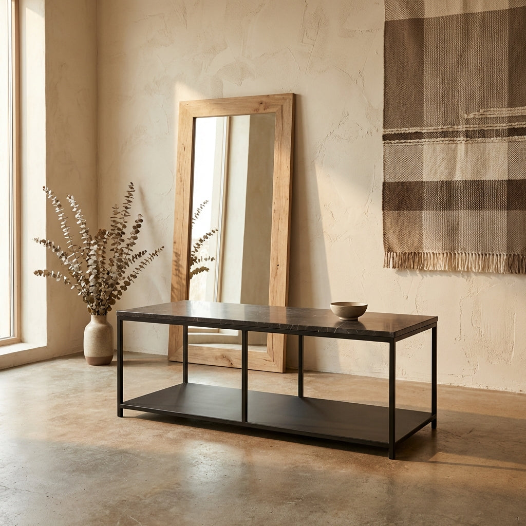 Laco Brown sidetable marble top taupe metal frame