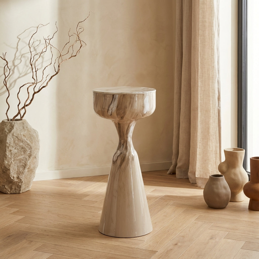 Maran Cream shiny iron sidetable round S