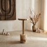 Mody Natural petrified wood sidetable on base rnd