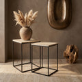 Table d'Appoint Volos — Set de 2 tables Beige Marbre