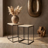 Volos set of 2 side tables beige marble