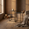 Volos set of 2 side tables brown marble