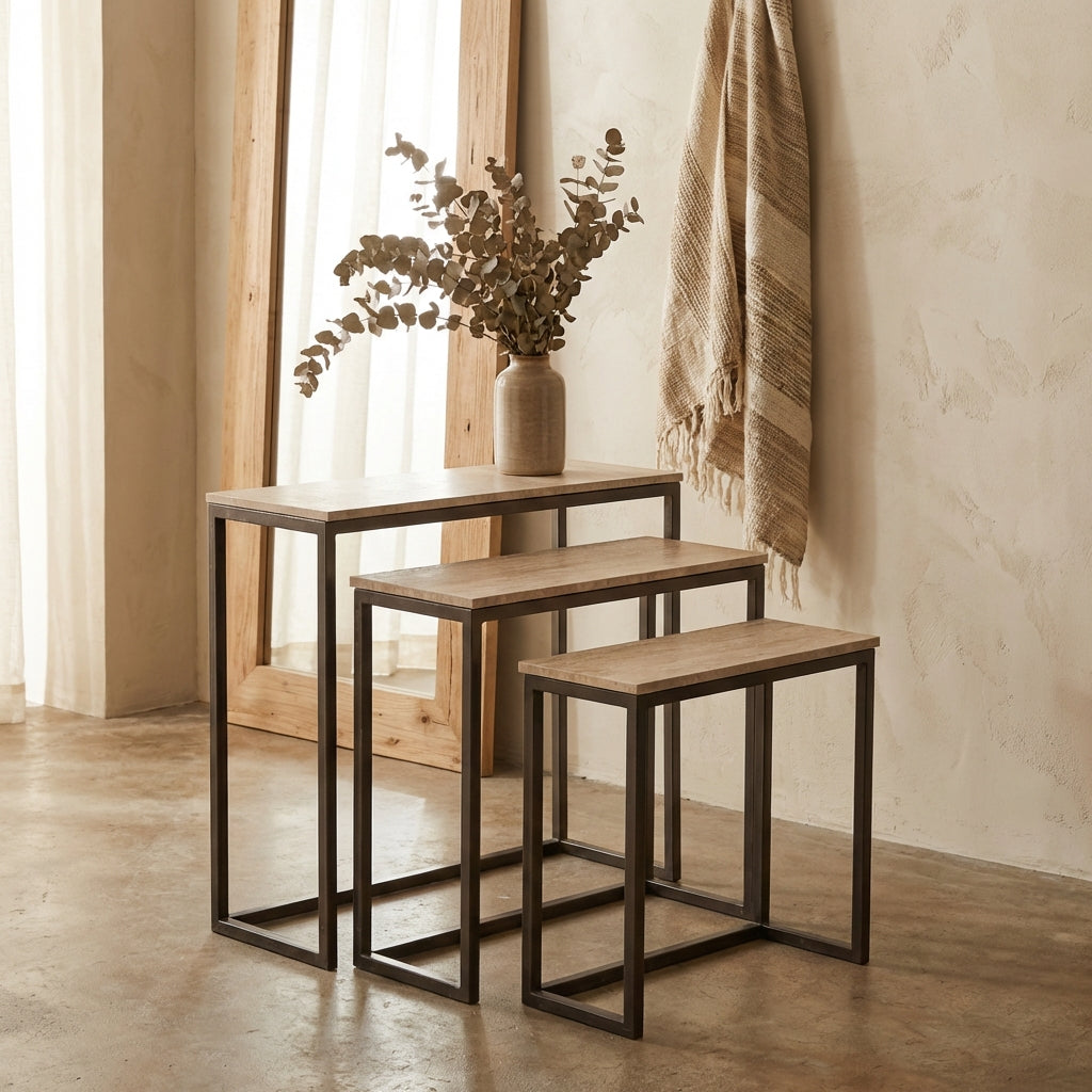 Zoah Black Travertine rectangle sidetable SV3
