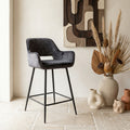 Tabouret de Bar Fal — Bas Velours Anthracite Noir Métal le