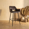 Fallon Velvet anthracite bar stool black metal leg