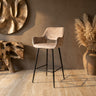 Fallon Velvet Khaki bar stool black metal leg KD