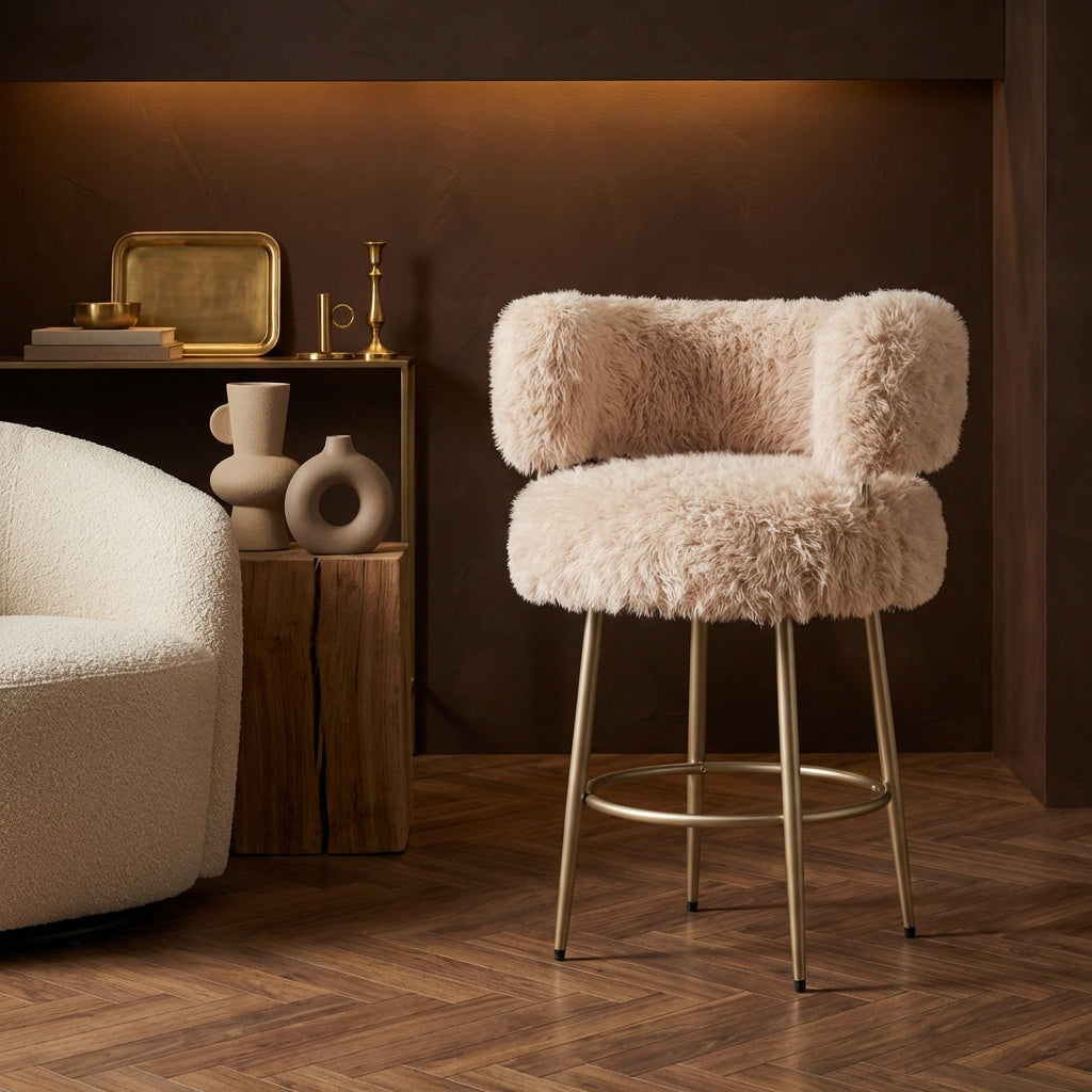 Hair Cream bar chair champagne metal base