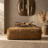 Marieke Camel suede leather pouf rectangle