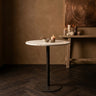 Plaza bistrotable round white marble taupe base