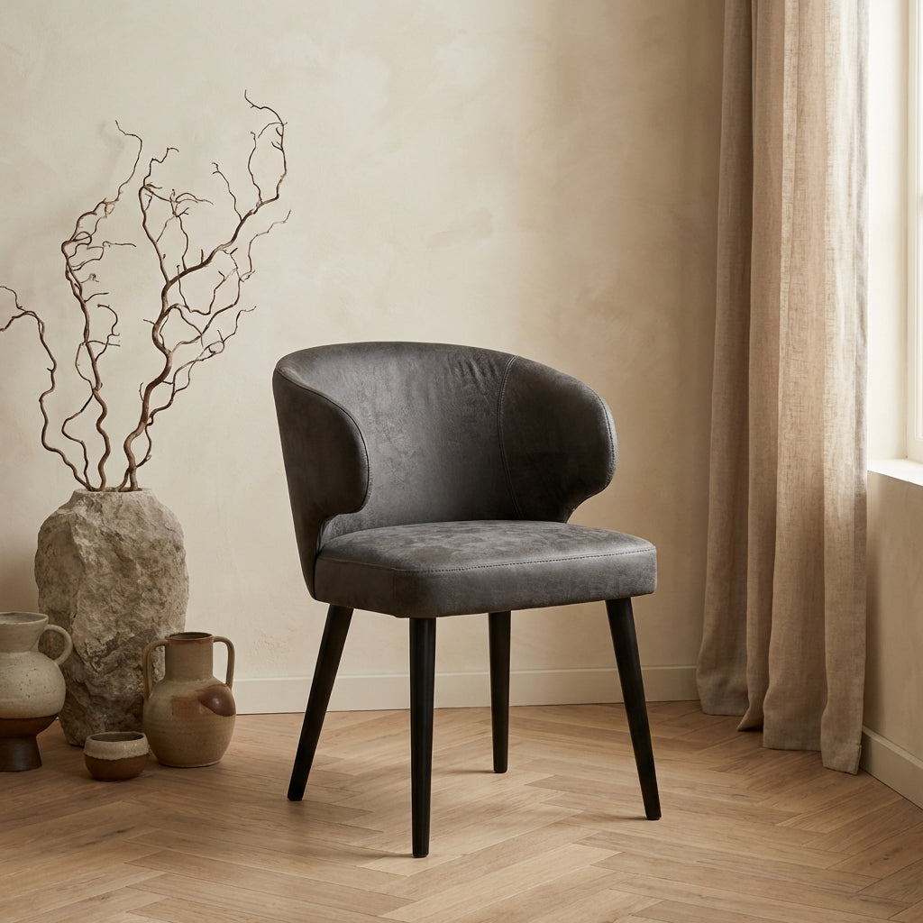 Fiori Anthracite terra leather dining chair