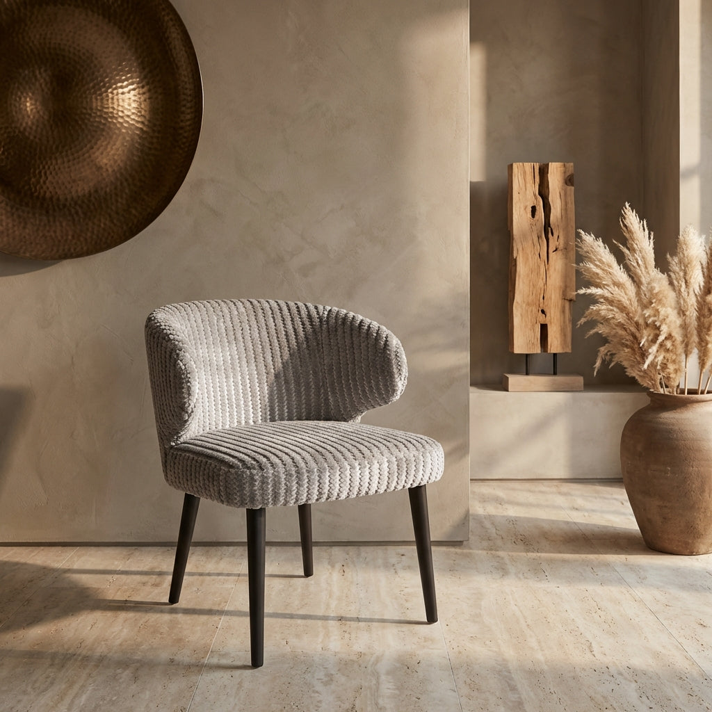 Fiori Beige 09 dining chair dark brown wood legs