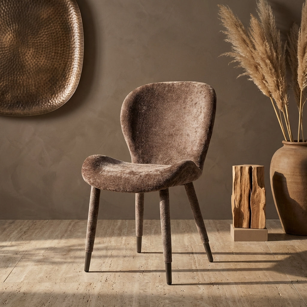 Thor Mocca dining chair aphrodite fabric leg