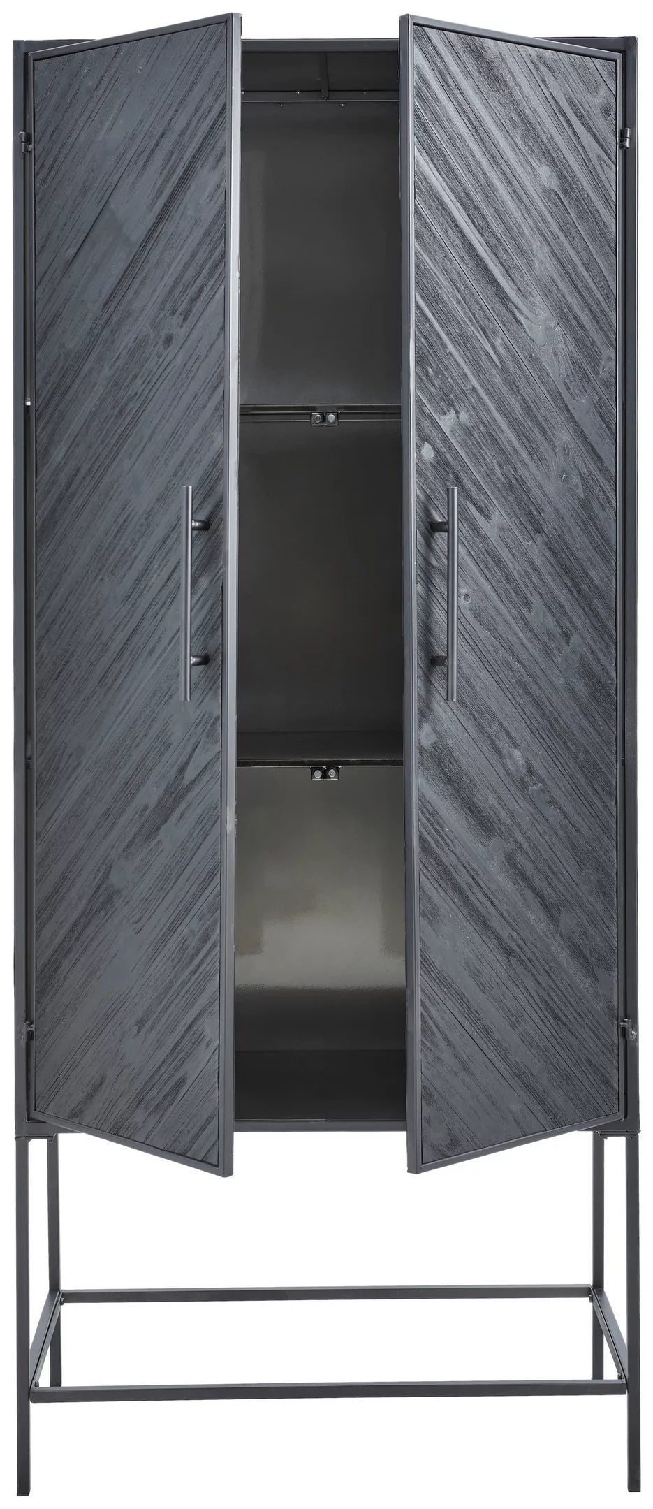 Rens Black Wooden cabinet metal frame 2 doors KD - Photo 3