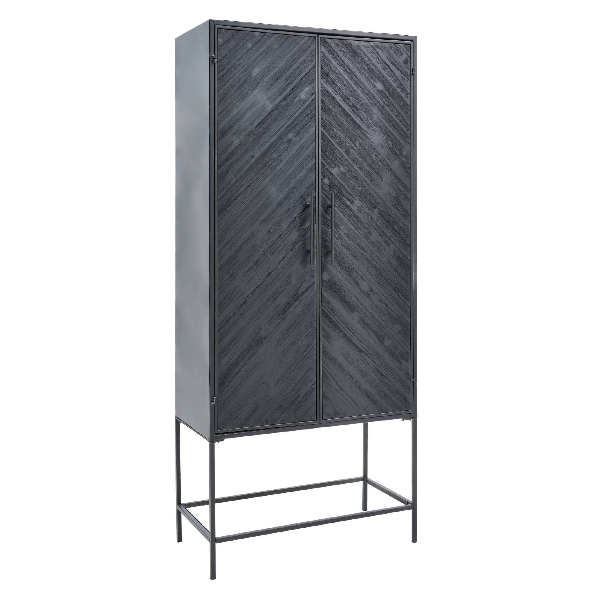 Rens Black Wooden cabinet metal frame 2 doors KD - Photo 6
