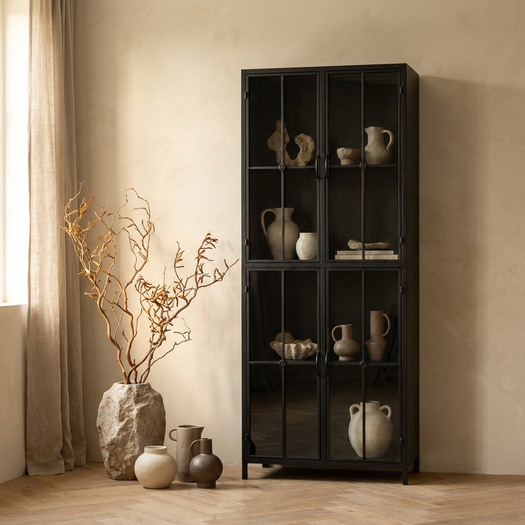 Cave Black iron cabinet high