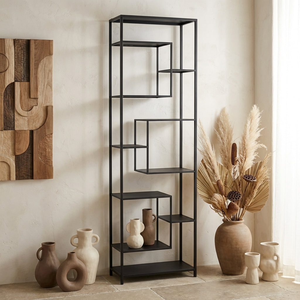 Duana Playful black iron open cabinet high