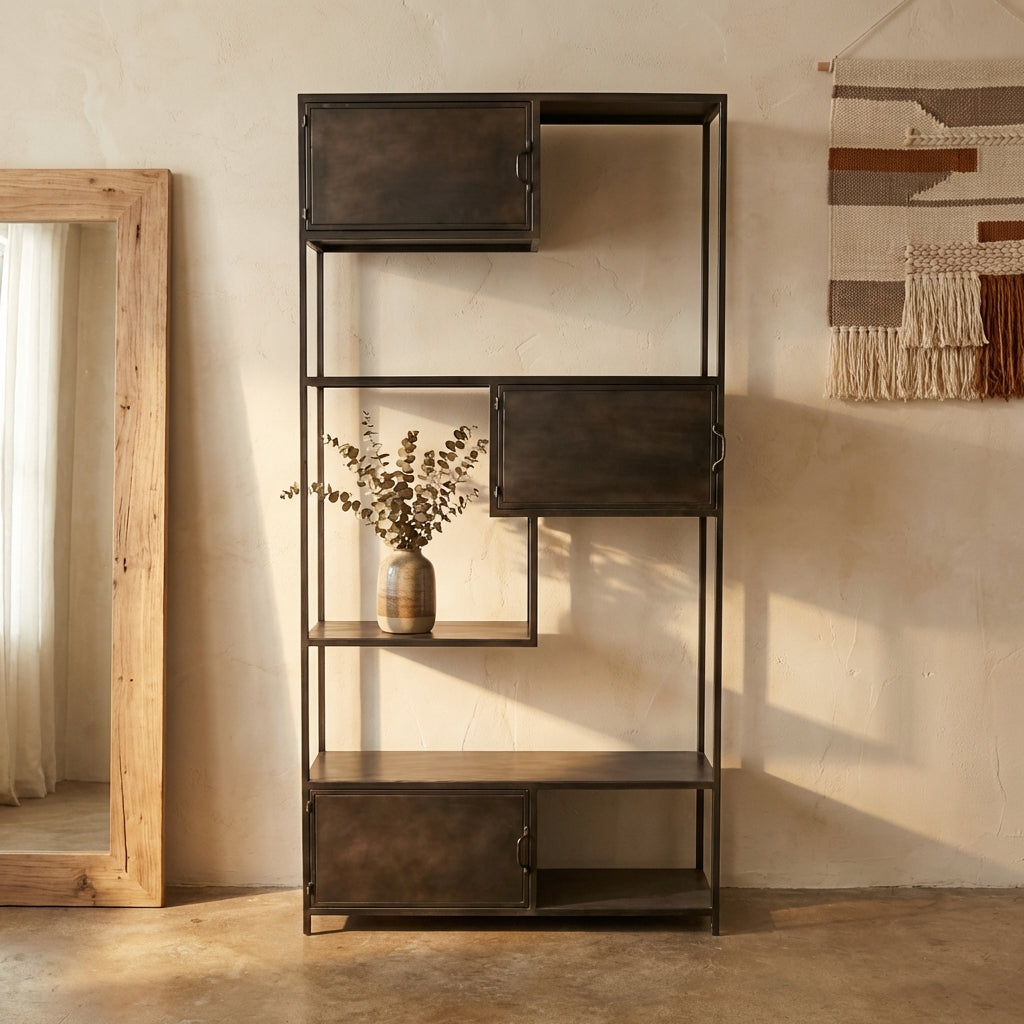 Duana Playful rusty black Iron high cabinet