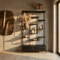 Armoire Lixly — Noir Bois Fer Cadre Ouvert