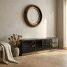 Riho Black metal cabinet low smoky glass doors