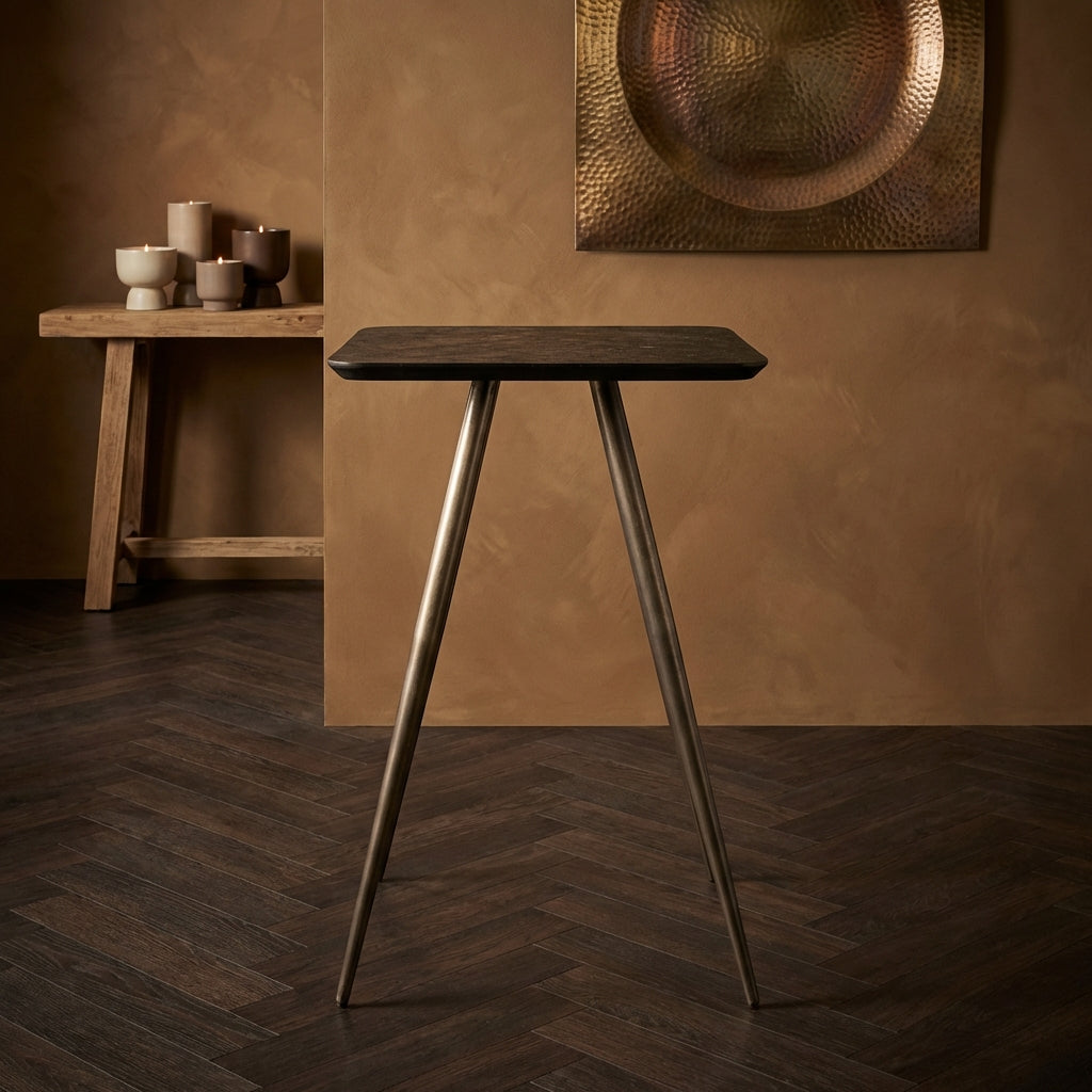 Fieron Black wooden bar table square