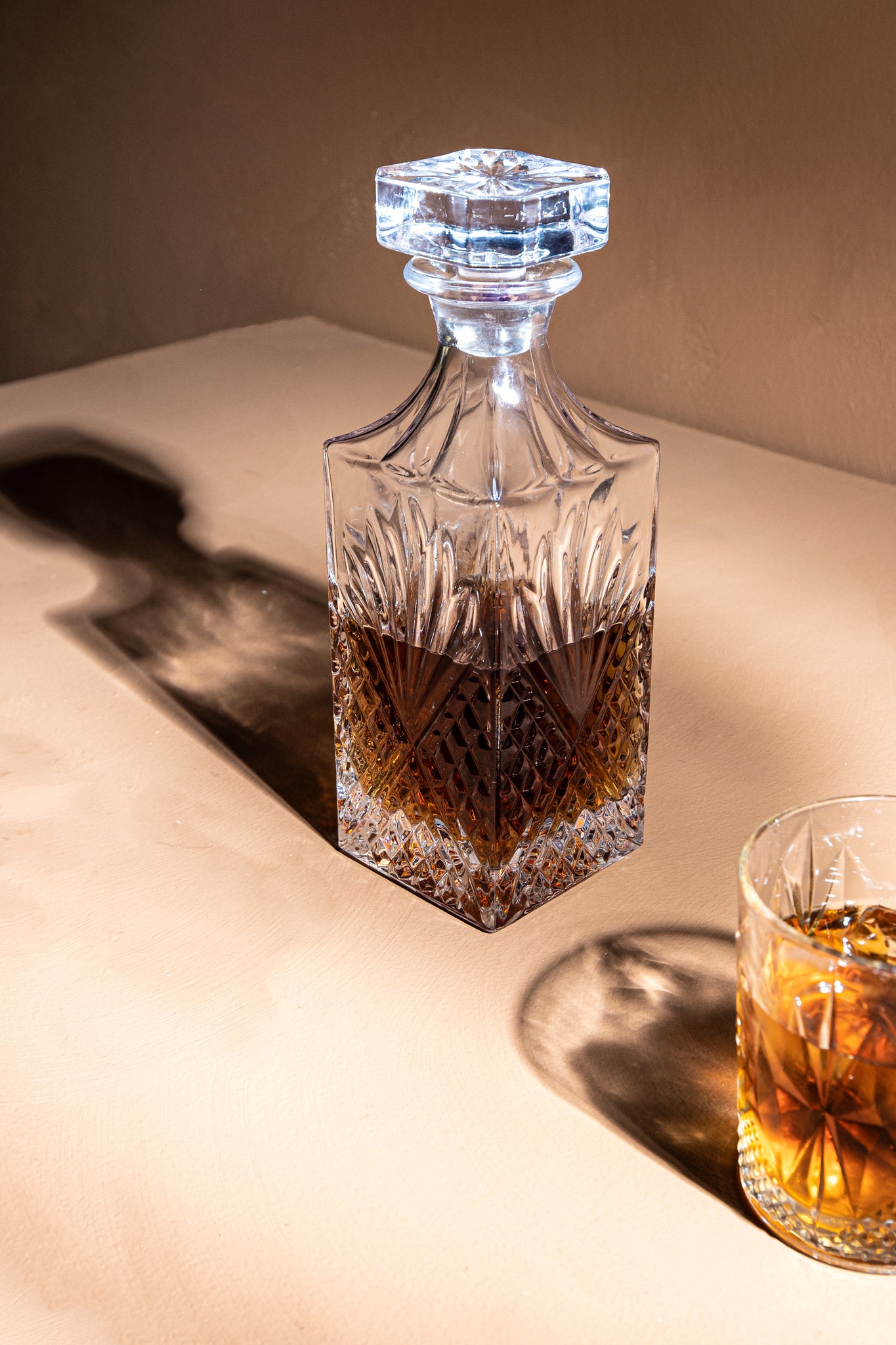 Glass Crystal clear square whisky bottle